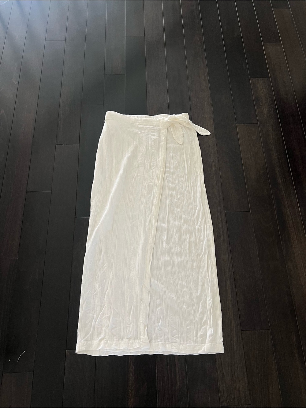 Lightweight White Wrap Maxi Skirt with Side Tie